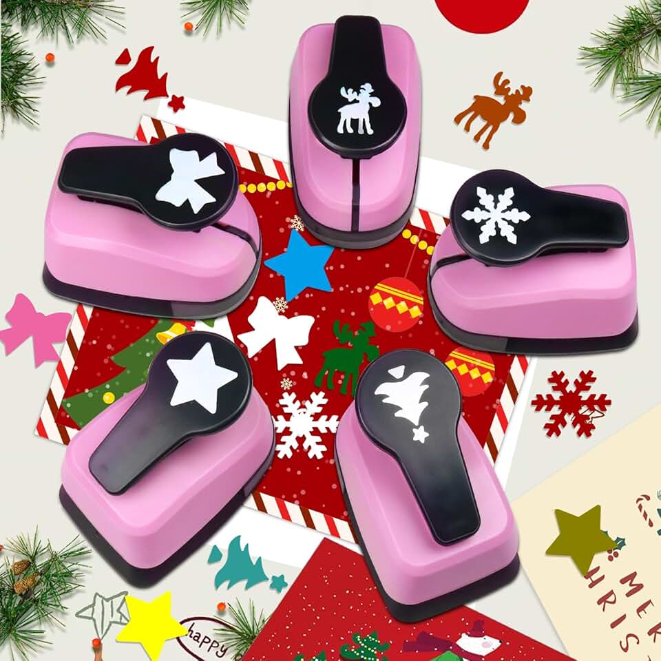 Set of 5 Christmas-themed paper hole punches
