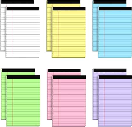 Set of 12 small 5x8 colored legal pads