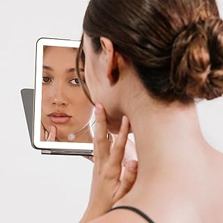 Handheld Makeup Mirror with Lights and Magnification