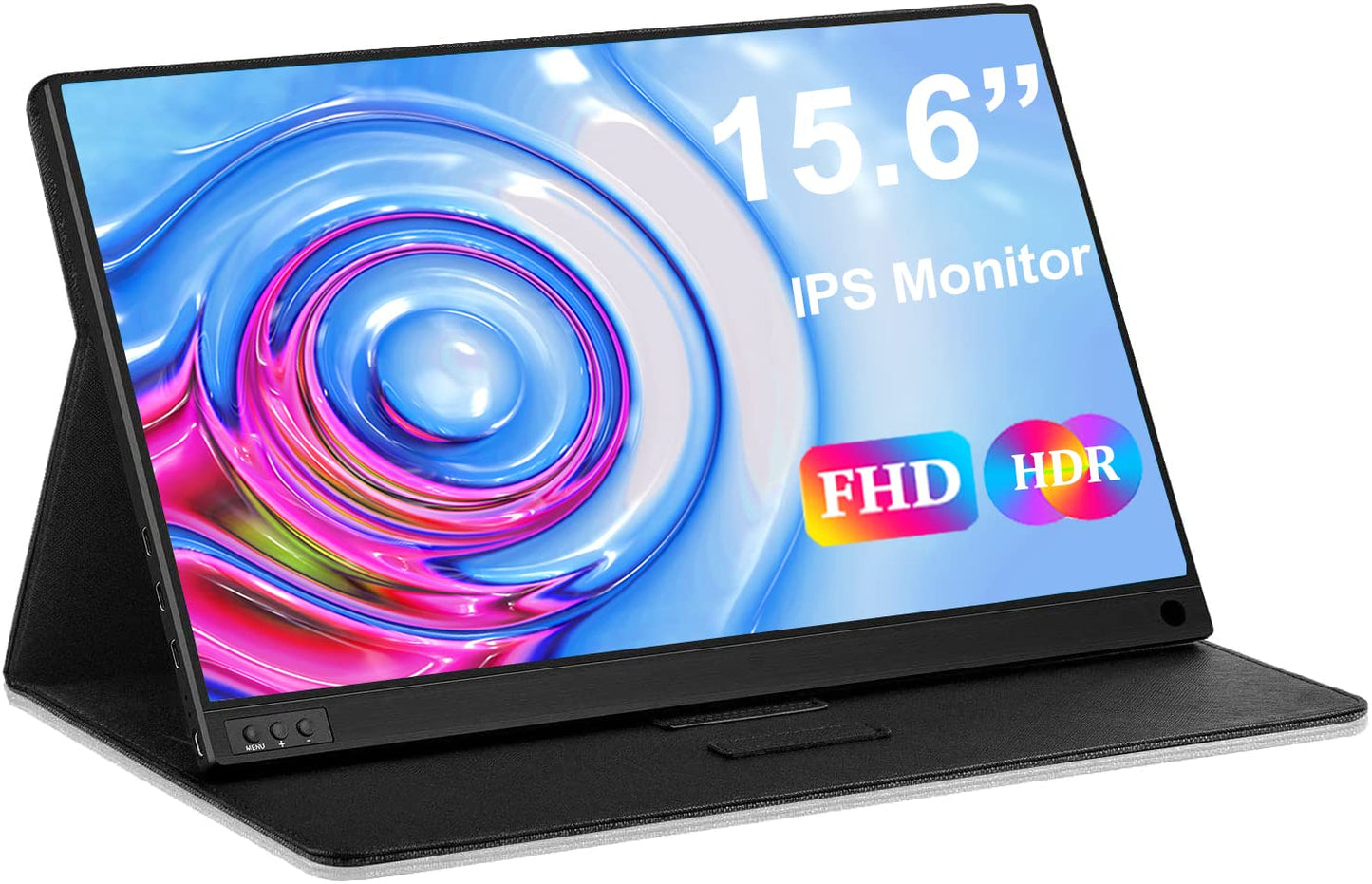 Portable Monitor for Laptop 15.6 FHD 1080P Portable Laptop Monitor, External Screen Computer Display with Speakers USB C HDMI Computer Monitor for MacBook Pro PC PS5, Include Smart Cover