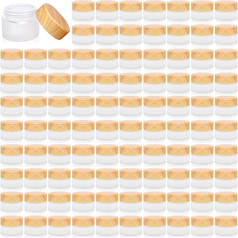 Set of 64 Frosted Glass Cosmetic Jars with Leakproof Lids