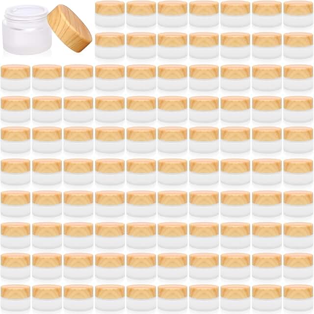 Set of 64 Frosted Glass Cosmetic Jars with Leakproof Lids