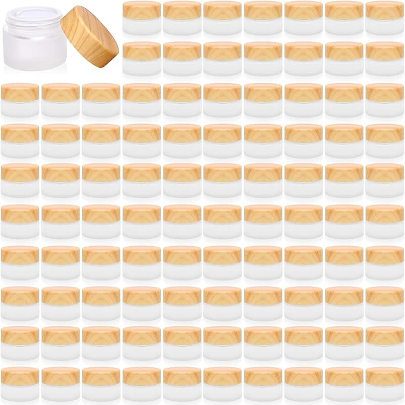 Set of 64 Frosted Glass Cosmetic Jars with Leakproof Lids