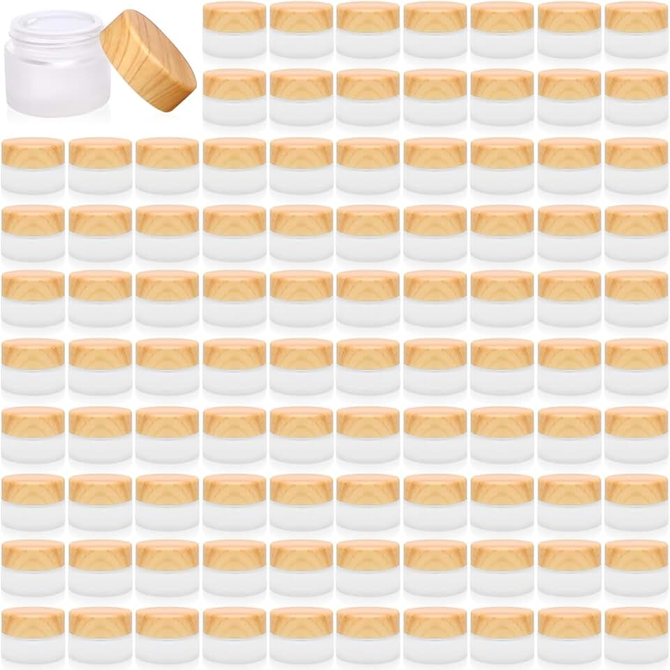 Set of 64 Frosted Glass Cosmetic Jars with Leakproof Lids