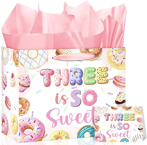Pink 3rd Birthday Gift Bag for Girls