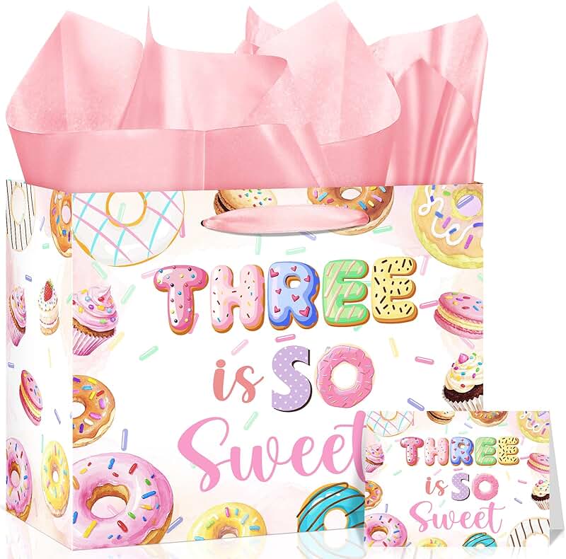Pink 3rd Birthday Gift Bag for Girls