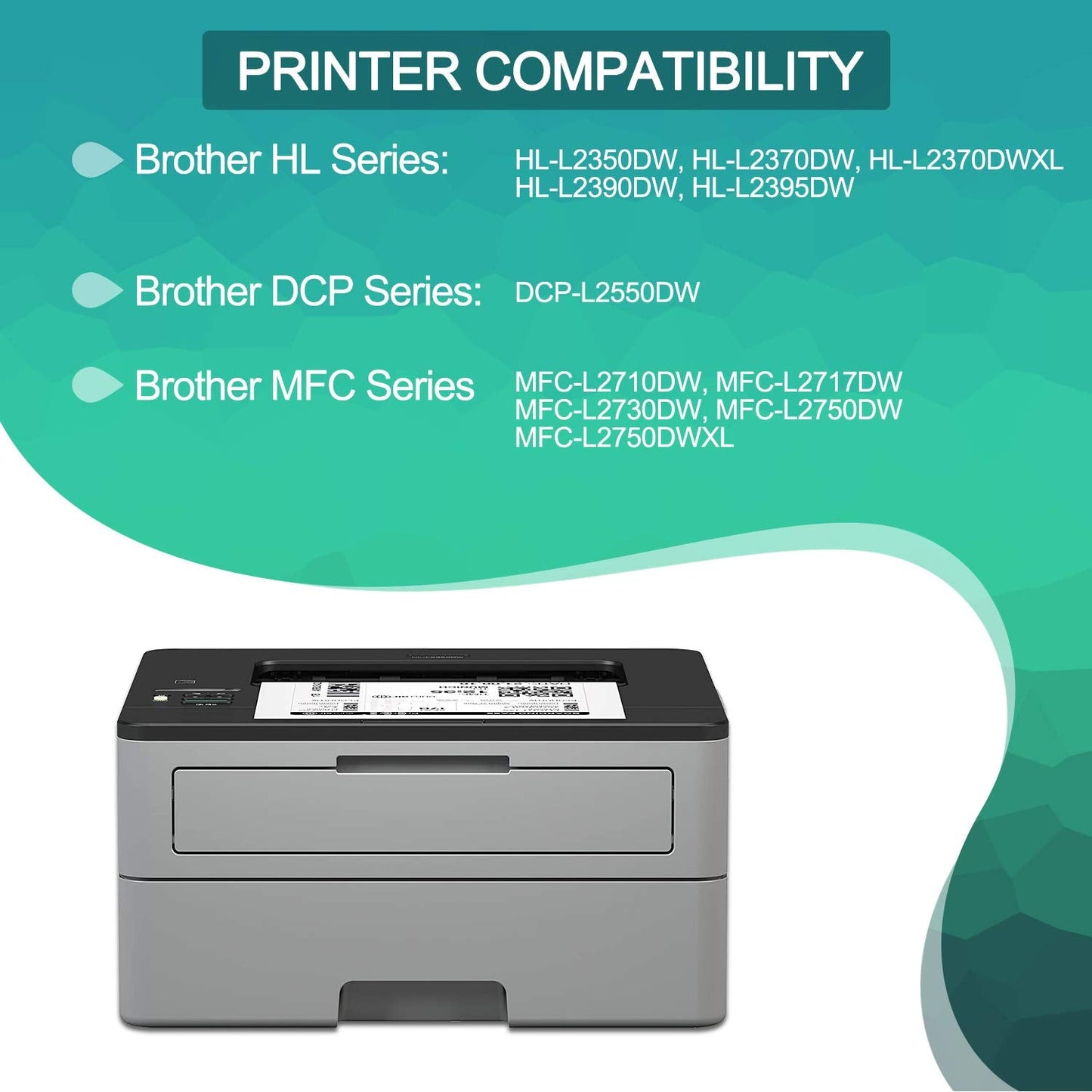 Compatible Toner Cartridge Replacement for Brother TN760 TN-760 TN730 TN-730 for HL-L2350DW DCP-L2550DW HL-L2395DW HL-L2390DW HL-L2370DW Printer (2 Black)