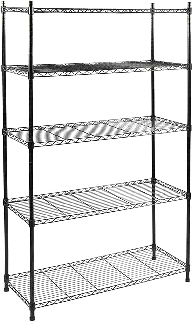 5-Tier Adjustable Metal Storage Shelves, 35"L x 13.4"W x 64.3"H