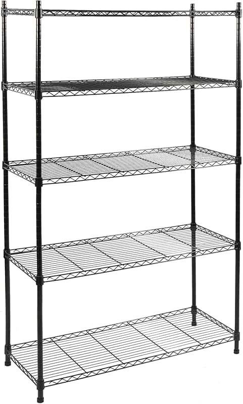 5-Tier Adjustable Metal Storage Shelves, 35"L x 13.4"W x 64.3"H