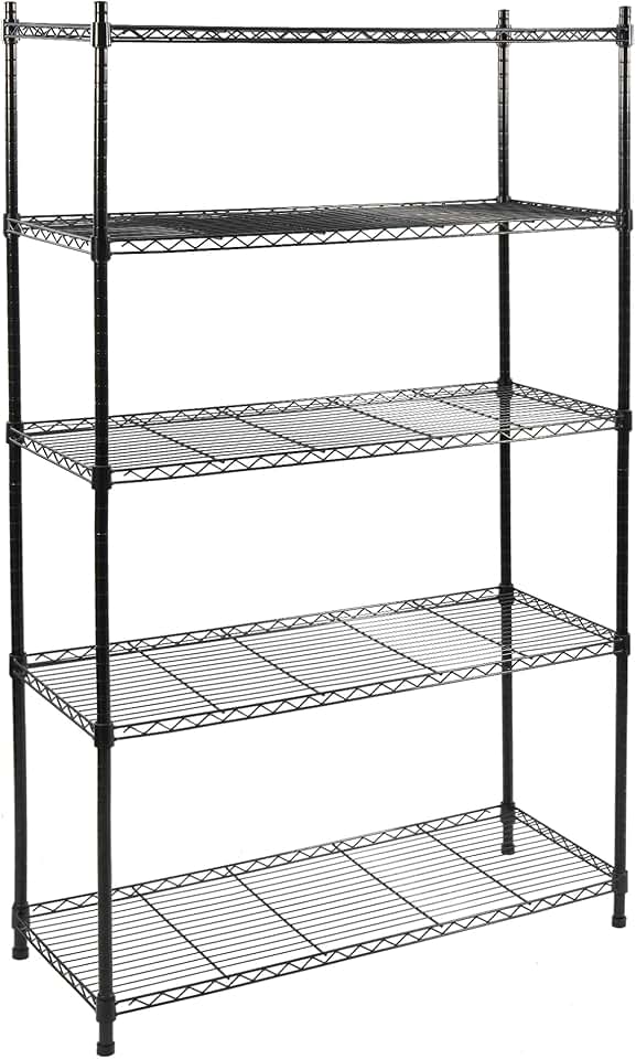 5-Tier Adjustable Metal Storage Shelves, 35"L x 13.4"W x 64.3"H