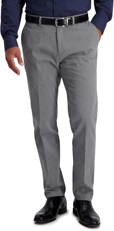 Men's Slim-Fit Flat Front Khaki Casual Pants
