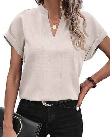 Women's Summer V-Neck Short Sleeve Loose Top
