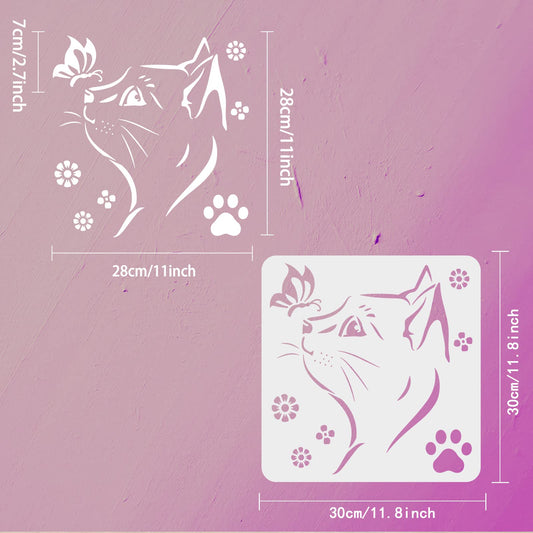 11.8x11.8" Square Cat Art Kit with Templates