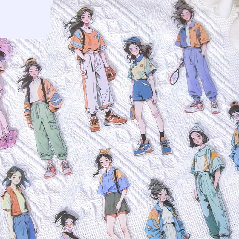 180pcs Vintage Girl Scrapbook Stickers for Crafts