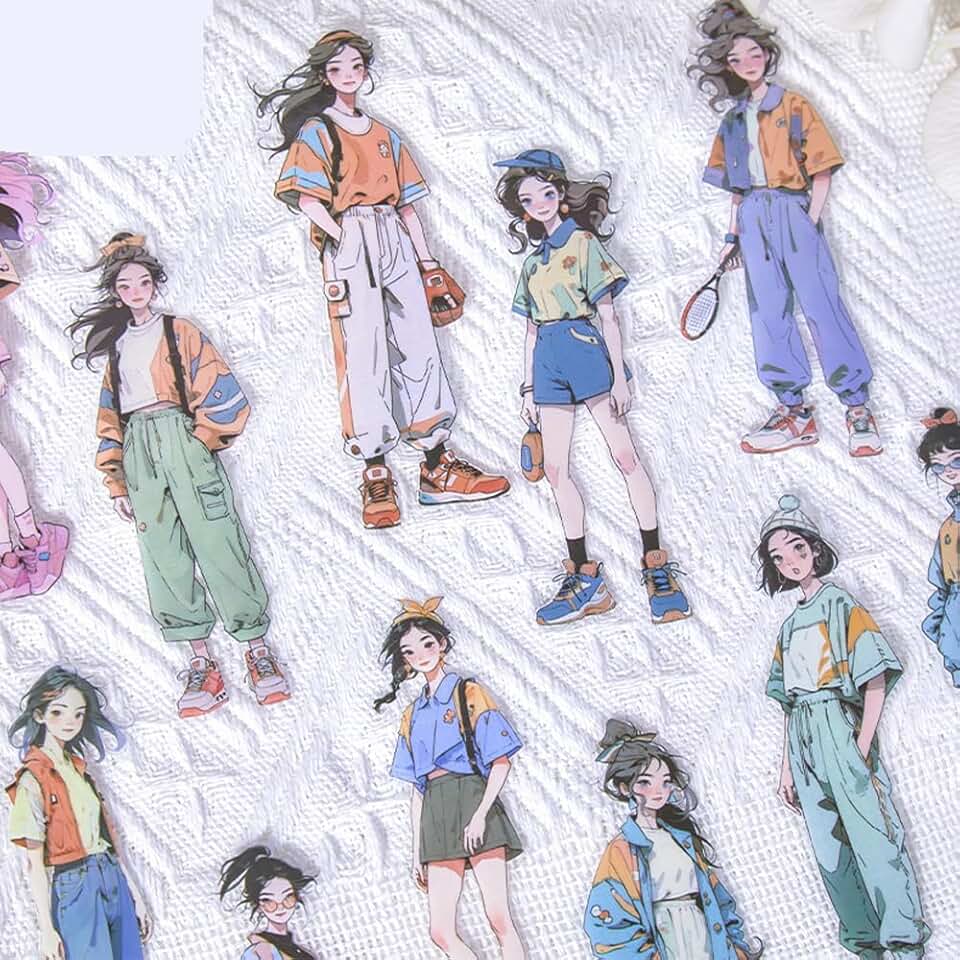 180pcs Vintage Girl Scrapbook Stickers for Crafts