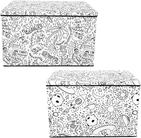Two Kid's Coloring Bins with Washable Markers