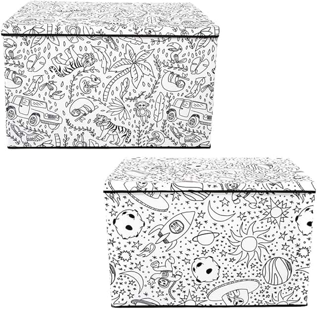 Two Kid's Coloring Bins with Washable Markers