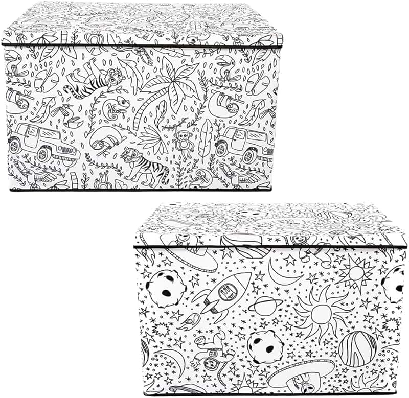 Two Kid's Coloring Bins with Washable Markers