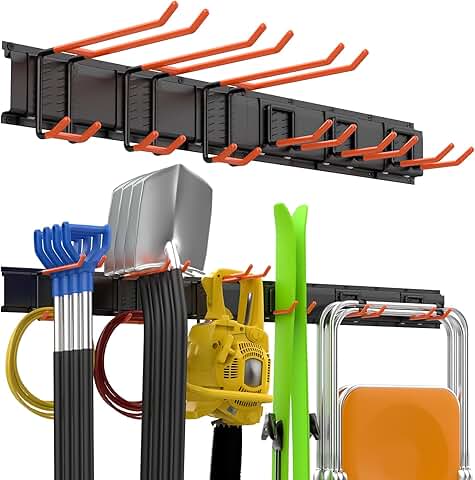 Garage and Garden Tool Wall Mount Organizer with 6 Hooks