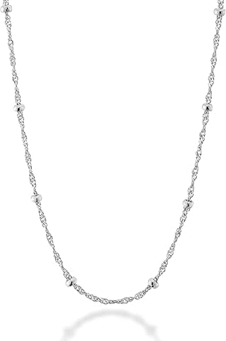Sterling Silver Bead Chain Necklace for Women
