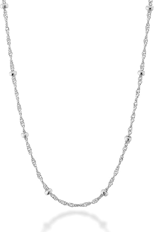 Sterling Silver Bead Chain Necklace for Women