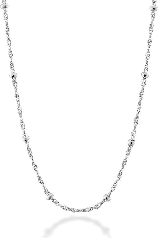 Sterling Silver Bead Chain Necklace for Women