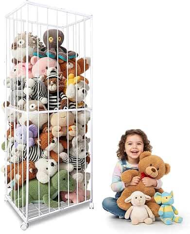 Large Metal Tube Toy and Stuffed Animal Storage Organizer