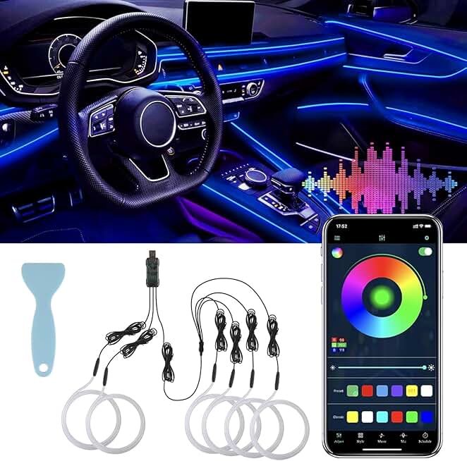 Wireless LED Interior Car Lights with USB and Music Sync