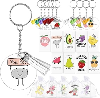 Cute Thank You Gift Set with Fruit Keychains and Cards
