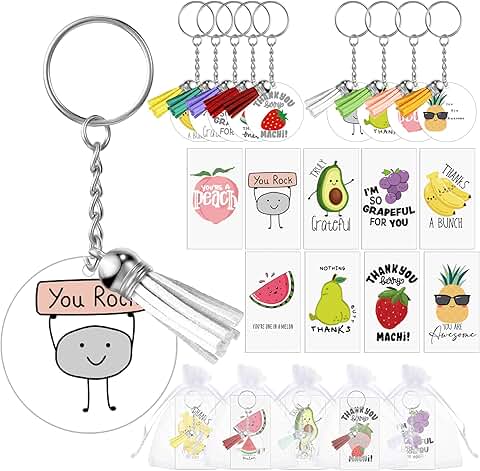 Cute Thank You Gift Set with Fruit Keychains and Cards