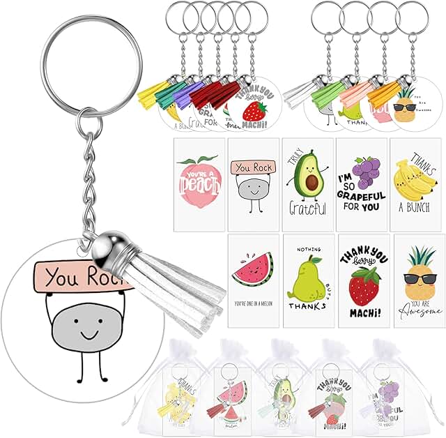Cute Thank You Gift Set with Fruit Keychains and Cards