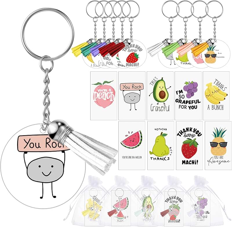 Cute Thank You Gift Set with Fruit Keychains and Cards