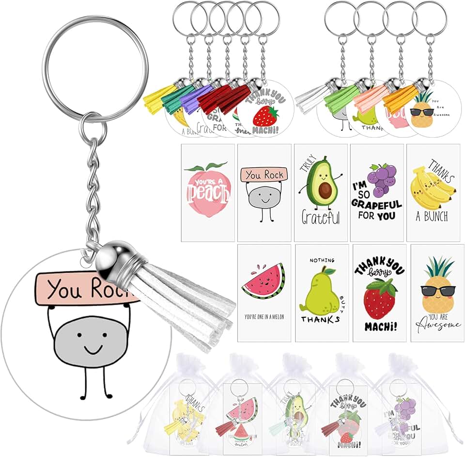 Cute Thank You Gift Set with Fruit Keychains and Cards