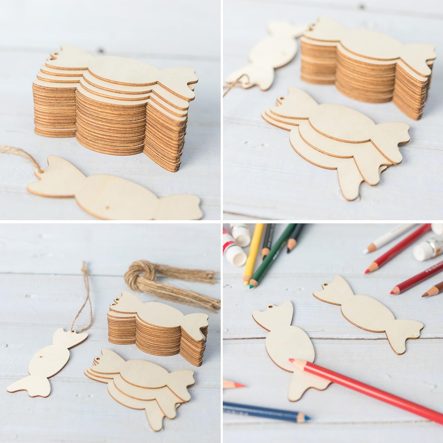 Wooden Candy Shapes 20Pcs Unfinished