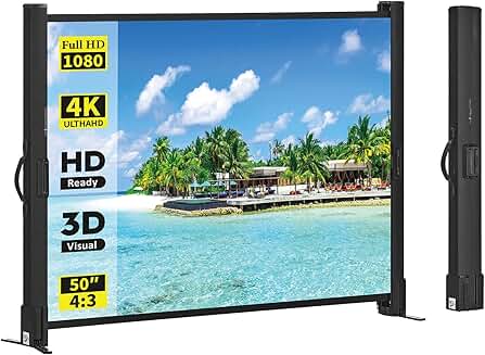 Portable 50-Inch 4:3 Projector Screen with Stand