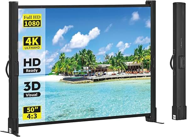 Portable 50-Inch 4:3 Projector Screen with Stand