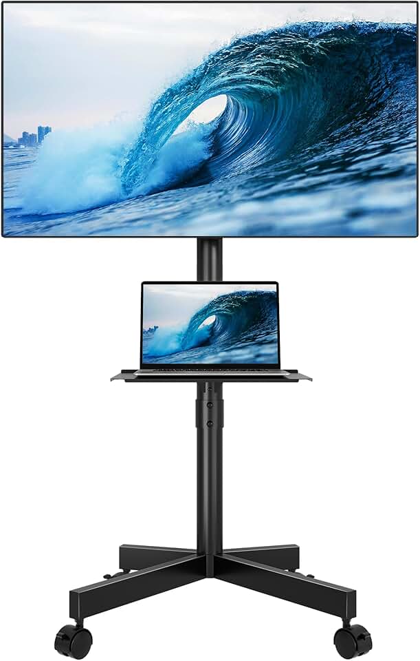 Mobile TV Stand for 23-60 Inch TVs with Wheels and Shelf