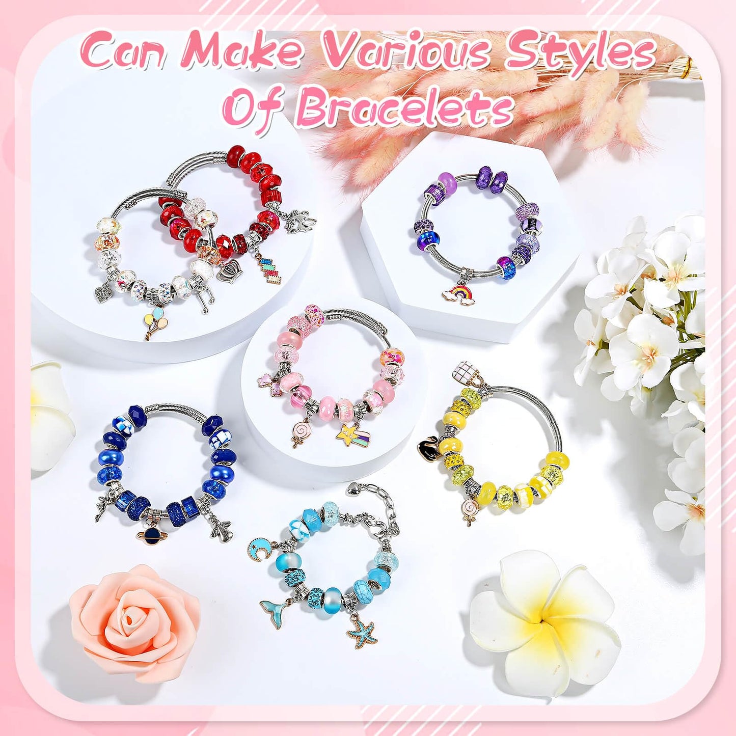 Large Hole Beads for Jewelry Making, 110 Pieces in Vibrant Colors