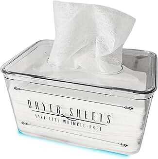 Clear rectangular dryer sheet holder with safe lid