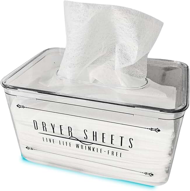 Clear rectangular dryer sheet holder with safe lid