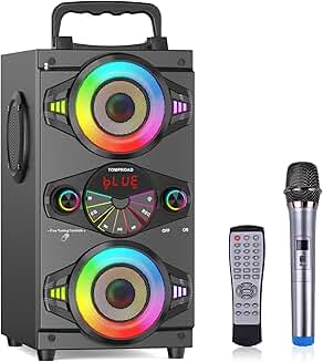 Portable 60W Bluetooth Speaker with Lights and Microphone