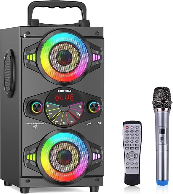 Portable 60W Bluetooth Speaker with Lights and Microphone