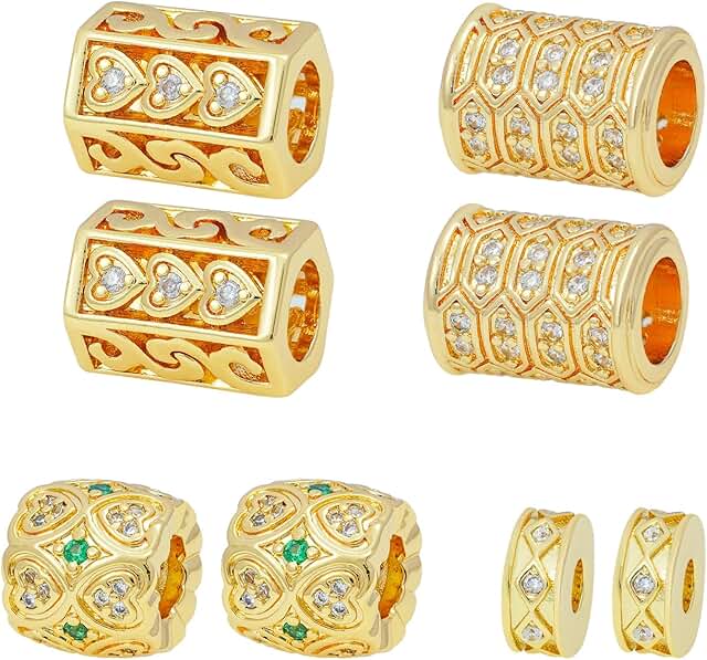 8pcs Gold Zircon Beads for Jewelry Making