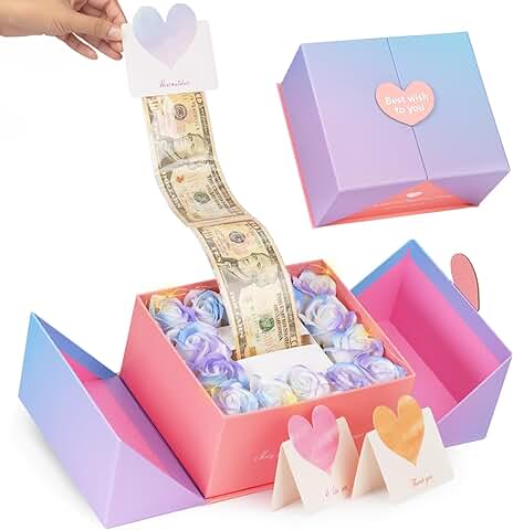 Blue and purple gradient money gift box