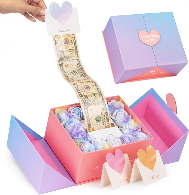 Blue and purple gradient money gift box