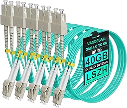 5-Pack OM3 Multi-Mode Fiber Patch Cables, 3m