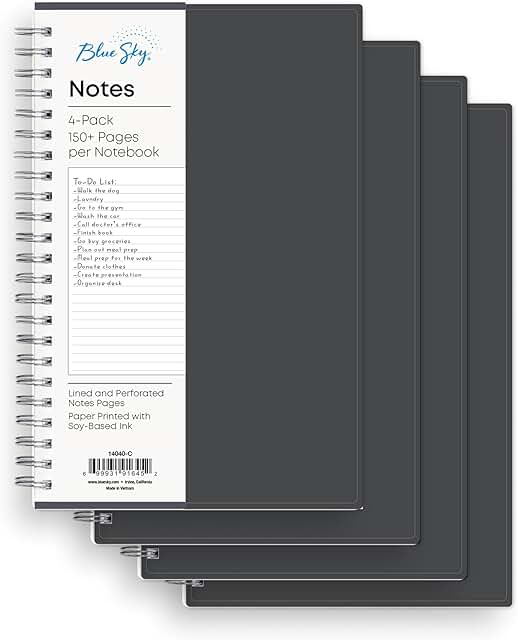 Gray 5.5" x 8.5" Notebook, 4 Pack