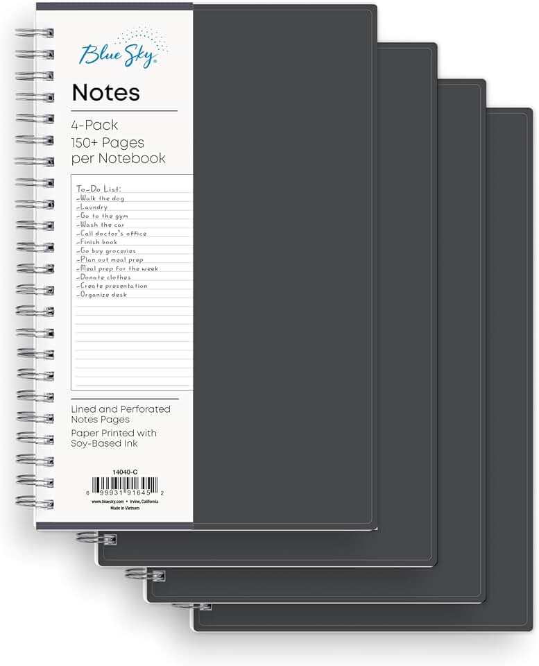 Gray 5.5" x 8.5" Notebook, 4 Pack