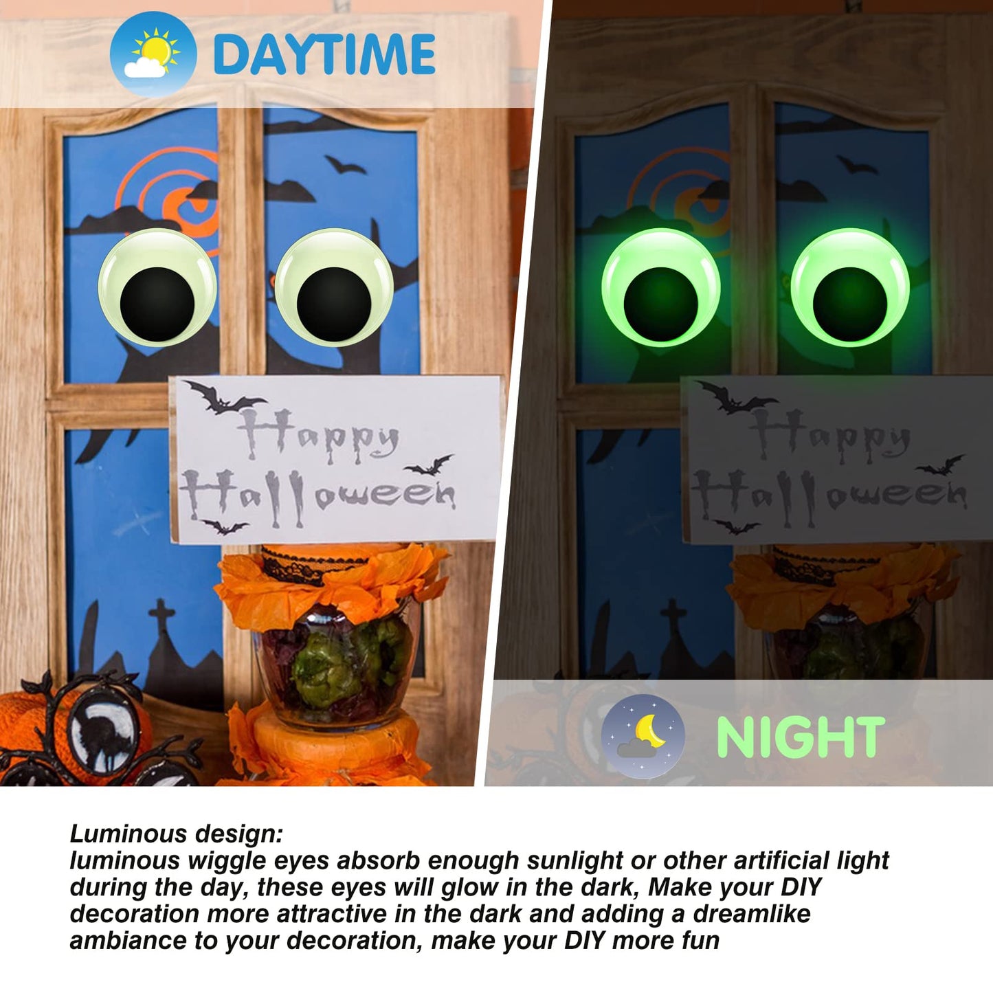 8pcs Luminous Plastic Googly Eyes 40mm for Crafts