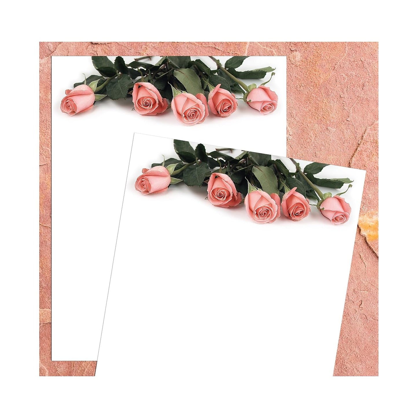 Pink Rose Petals Letterhead, 80 Sheets, 8.5"x11"